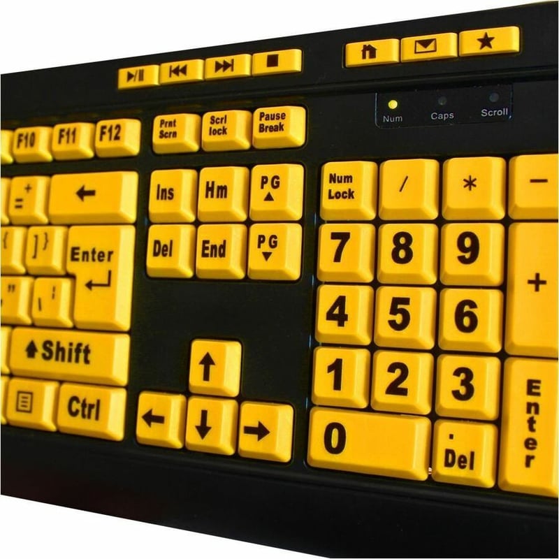 Adesso Luminous 4X Large Print Multimedia Desktop Keyboard - Thumbnail 3