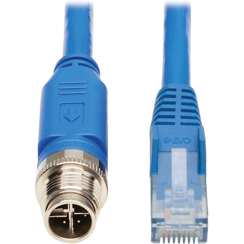 Eaton Tripp Lite Series M12 X-Code Cat6 1G UTP CMR-LP Ethernet Cable (M12 M/RJ45 M), IP68, PoE, Blue, 3 m (9.8 ft.) - Thumbnail 1
