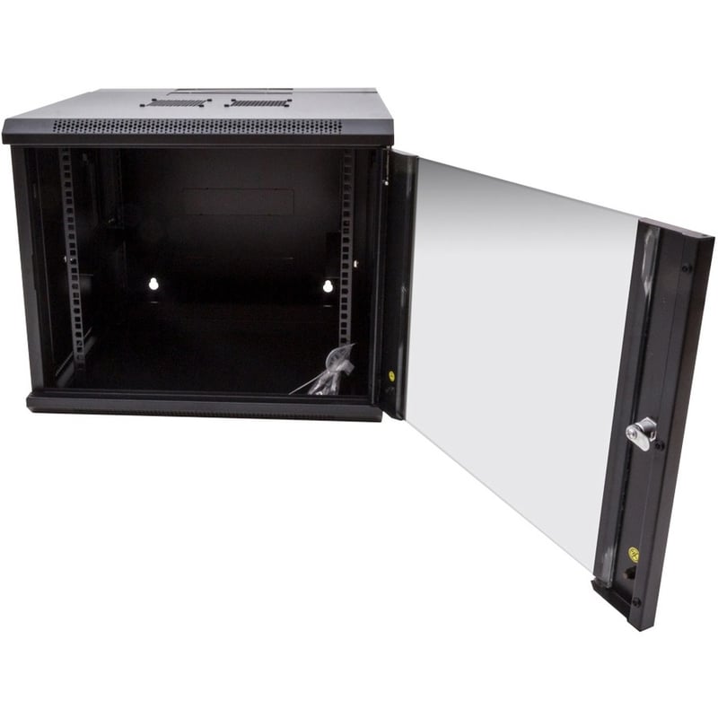 Rack Solutions 9U Swing Out Wall Mount Cabinet 600mmW x 600mmD with Glass Door - Thumbnail 1