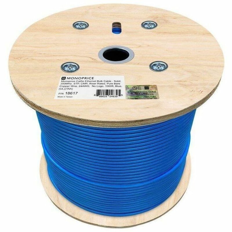 MONOPRICE CAT5E 1000FT BLUE CMR BULK CABLE SHIELDED (F/UTP) SOLID 24AWG 350M - Thumbnail 2