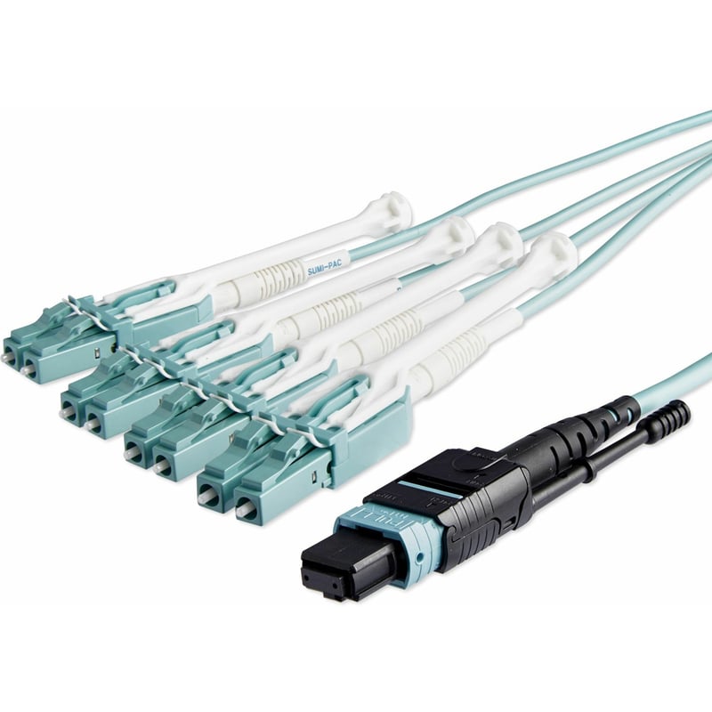 StarTech.com 10m (30ft) MTP(F)/PC to 4x LC/PC Duplex Breakout OM3 Multimode Fiber Optic Cable, OFNP, 40G, 8F Type-A - Thumbnail 1