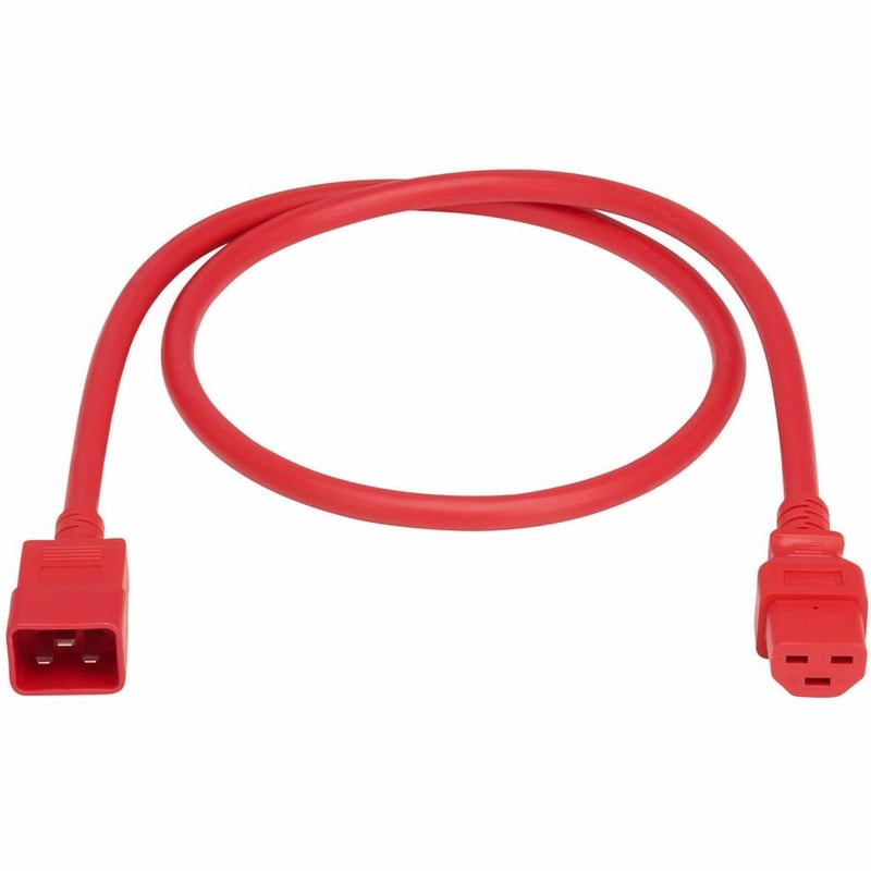 POWER CORD C20 C21 HEAVY-DUTY 20A 250V 12 AWG 3FT RED - Thumbnail 2