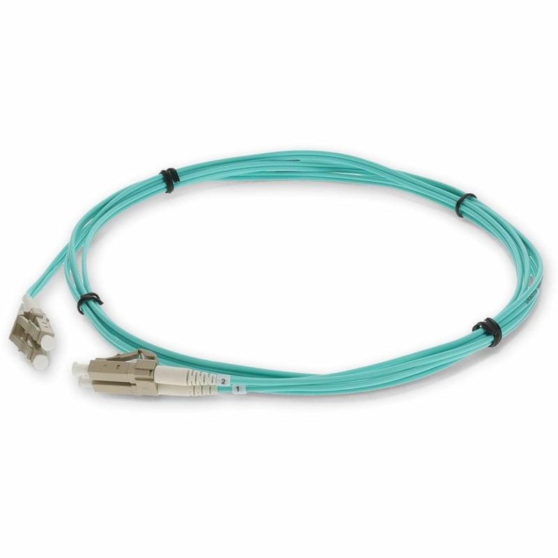 AddOn 3m LC to LC Aqua OM3 Duplex OFNR (Riser-Rated) Fiber Patch Cable - Thumbnail 1
