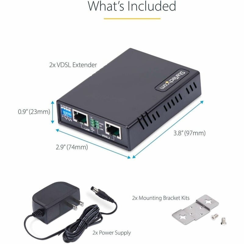 StarTech.com VDSL2 Ethernet Extender Kit, Network Extension Up to 0.6mi (1km), Long Range LAN Repeater over RJ11/CAT5e/CAT6, Up to 300Mbps - Thumbnail 2