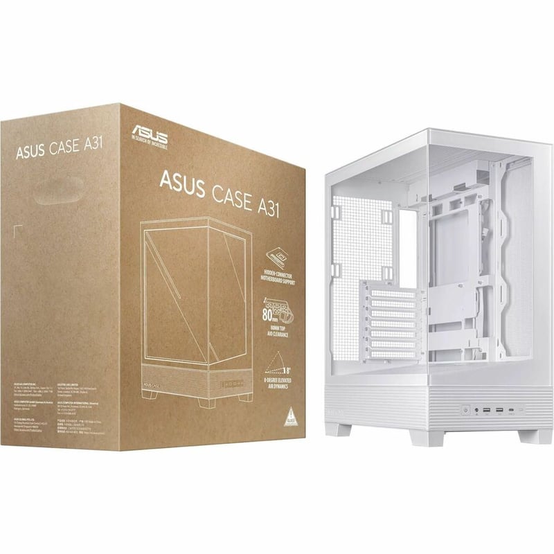 ASUS A31 WHITE ATX MID-TOWER GAMING CASE DUAL-SIDED TEMPERED - Thumbnail 5