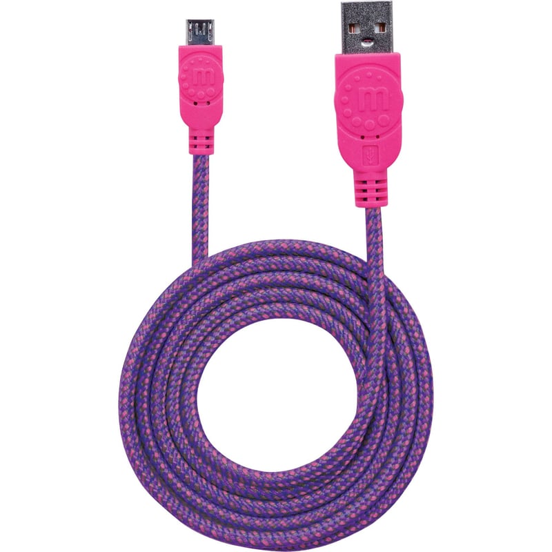 Manhattan Braided USB 2.0 A Male / Micro-B Male, 6 ft., Purple/Pink - Retail Package - Thumbnail 1