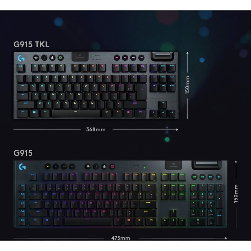 Logitech G915 TKL Tenkeyless Lightspeed Wireless RGB Mechanical Gaming Keyboard - Thumbnail 5