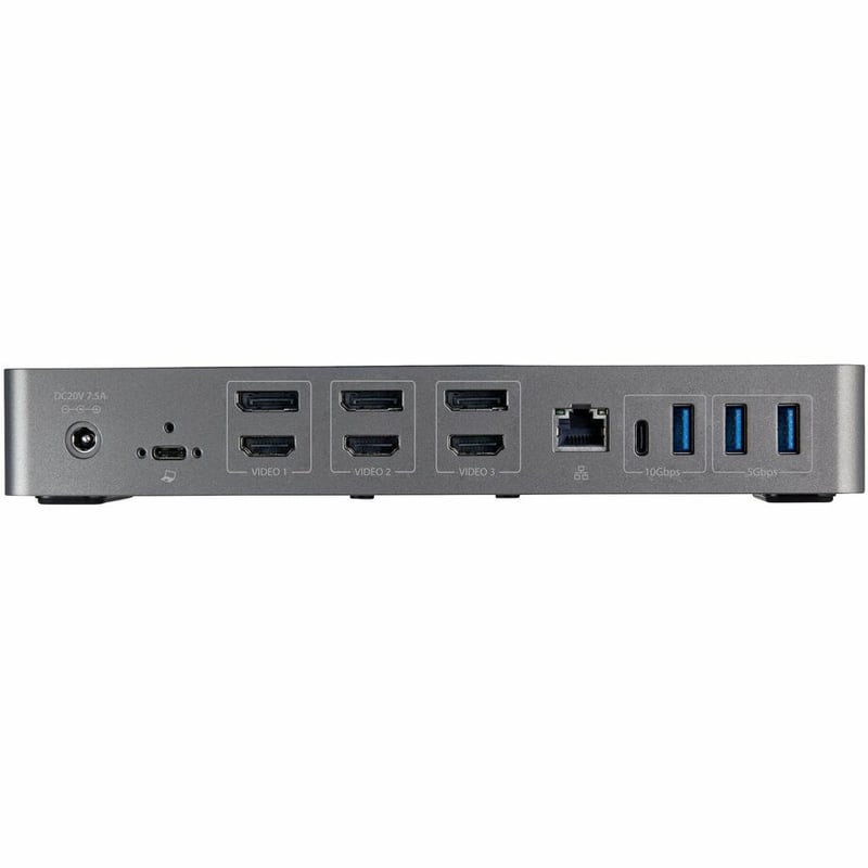 StarTech.com USB-C & USB-A Dock - Hybrid Triple Monitor Laptop Docking Station DisplayPort & HDMI 4K 60Hz/85W PD/6x USB/GbE/USB 3.1 Gen 2 - Thumbnail 5