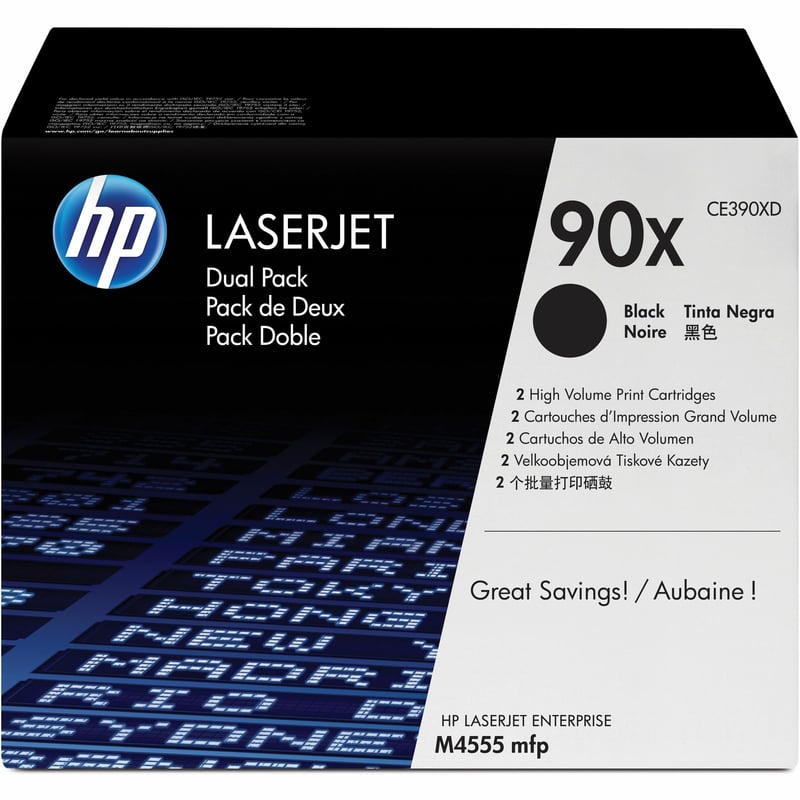 HP 90X (CE390XD) Original Laser Toner Cartridge - Dual Pack - Black - 2 / Carton - Thumbnail 1