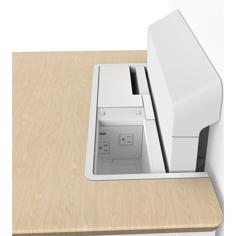 Ergotron WorkFit Elevate with Power Access (Mendota Maple) Sit-Stand Wall Desk - Thumbnail 3