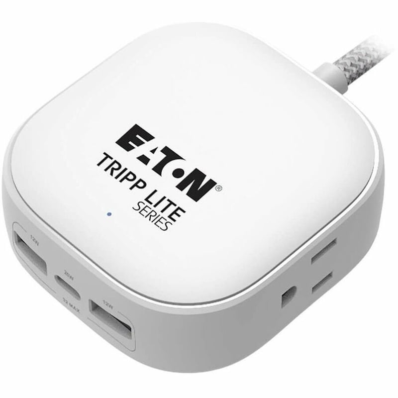 Tripp Lite by Eaton Safe-IT 32W 2-Outlet Power Strip - 5-15R Outlets, 3 USB Ports, 6 ft. (1.8 m) Cord, Antimicrobial Protection, White - Thumbnail 2