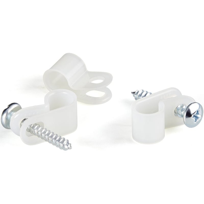 StarTech.com 100 Pack Screw Mount Cable Clamps - Wire Fastener/Holder - R-Type Screw Down Reusable Nylon Clips - UL/94V-2 Rated - Large - Thumbnail 5