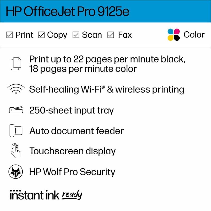 HP Officejet Pro 9125e Inkjet Multifunction Printer - Thumbnail 2