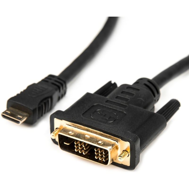 Rocstor Premium 3ft Mini HDMI to DVI-D Cable - M/M - DVI/HDMI for Audio/Video Device, Projector, Notebook, Tablet PC, Camera - 3ft - 1 Pack - 1 x HDMI (Mini Type C) Male Digital Audio/Video - 1 x DVI-D Male Digital Video - Gold Pl - Thumbnail 2