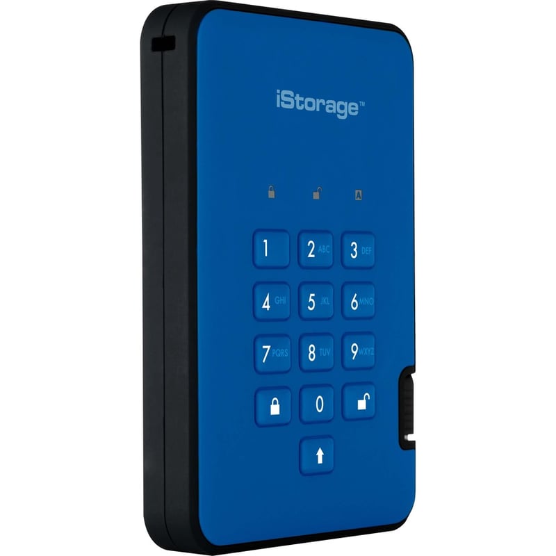 iStorage diskAshur2 SSD 512GB Secure Portable Solid State Drive | Blue | Incorporated Common Criteria EAL 5+ | PIN protected | AES-XTS 256-bit Full Disk Hardware Encryption | Dust/Water Resistant | TAA Compliant - Thumbnail 2