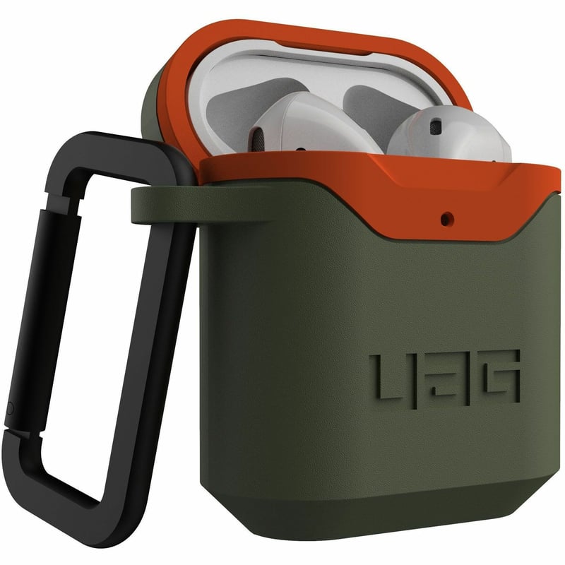 APPLE AIRPODS HARD CASE V2-OLIVE/ORANGE - Thumbnail 1