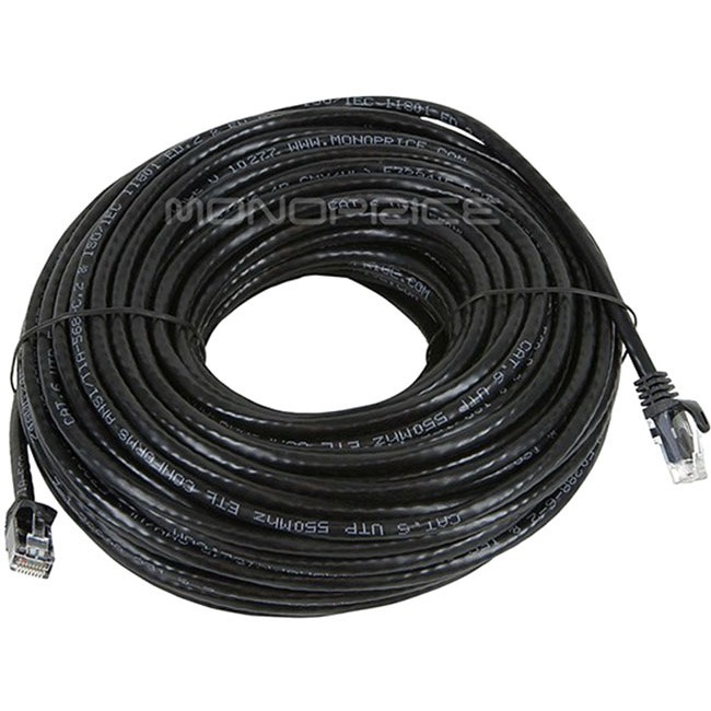 FLEXBOOT SERIES CAT6 24AWG UTP ETHERNET NETWORK PATCH CABLE, 100FT BLACK - Thumbnail 1