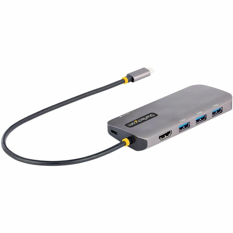 StarTech.com USB C Multiport Adapter, 4K 60Hz HDMI HDR10 Video, 3 Port 5Gbps USB 3.2 Hub, 100W PD PassThrough, GbE, Mini Travel Dock - Thumbnail 1