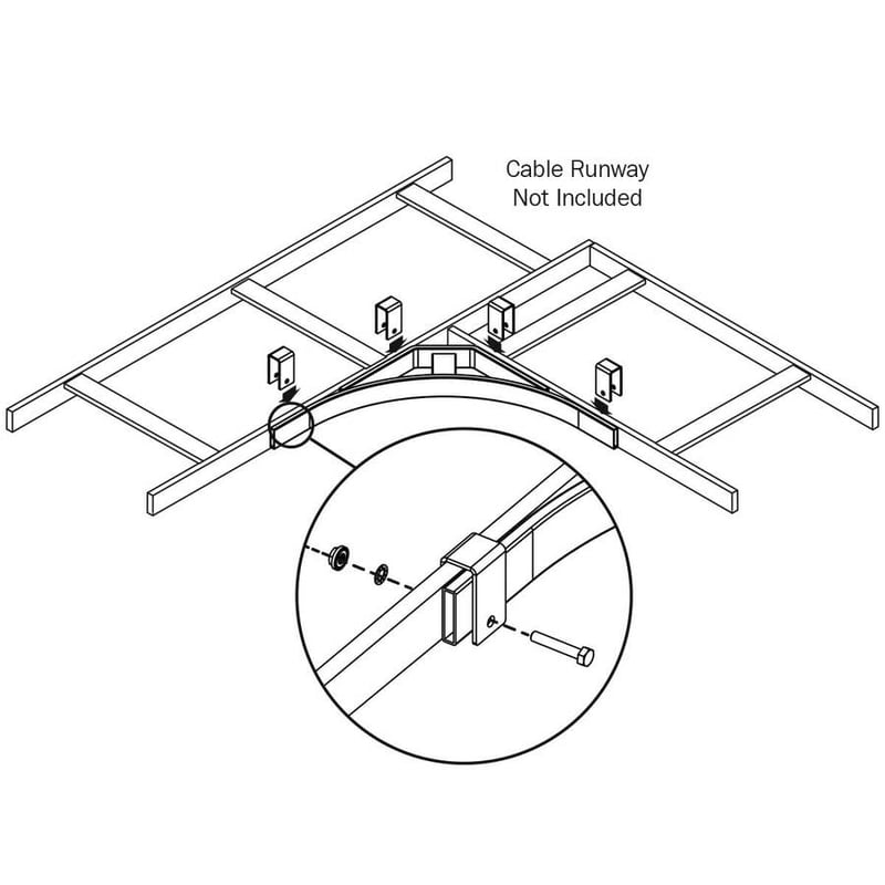 Tripp Lite by Eaton Cable Runway Corner Bracket Kit for 12 in. and 18 in. Ladder Runway Straight - Hardware Included - Thumbnail 5