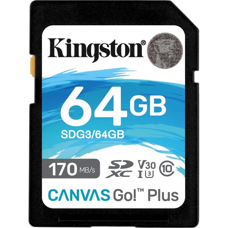 Kingston Canvas Go! Plus SDG3 64 GB Class 10/UHS-I (U3) SDXC - Thumbnail 1