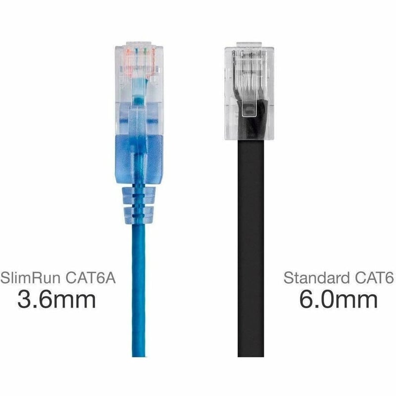 MONOPRICE SLIMRUN CAT6A ETHERNET PATCH CABLE - SNAGLESS RJ45_ UTP_ PURE BARE COP - Thumbnail 3