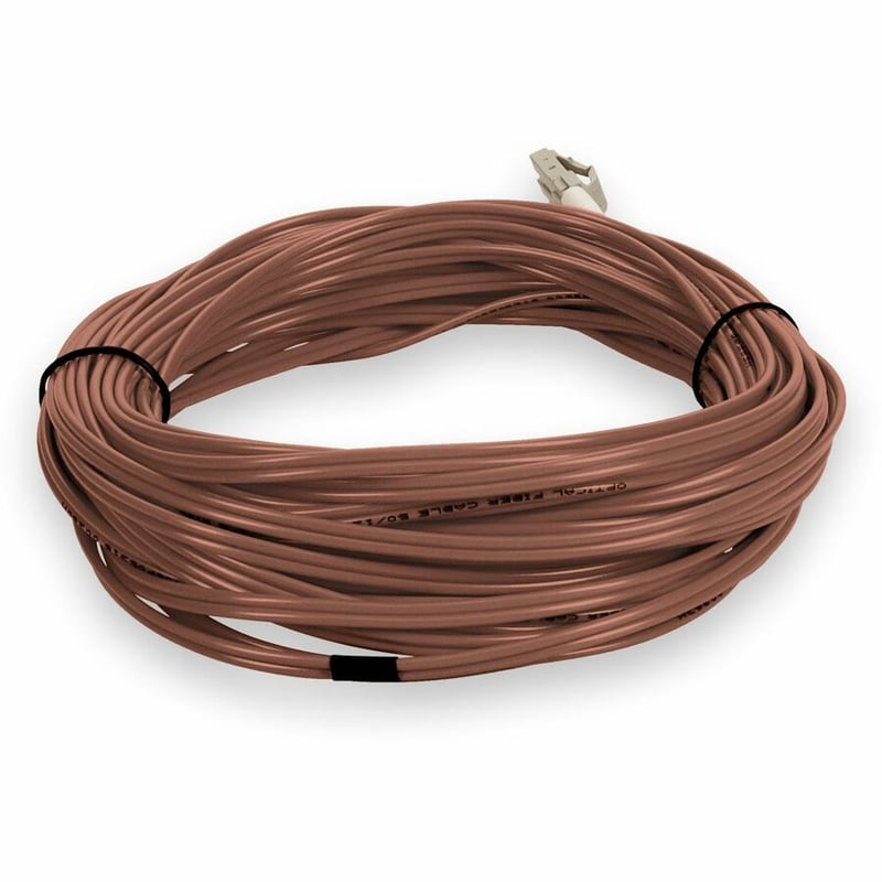 AddOn 15m LC to LC Brown OM4 Duplex OFNR (Riser-Rated) TAA Fiber Patch Cable - Thumbnail 4