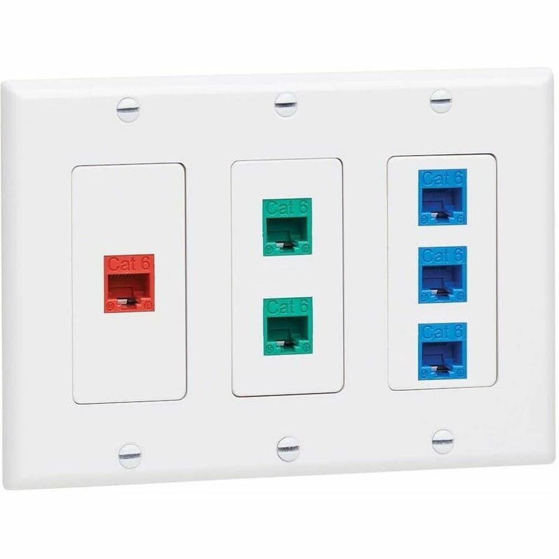 Eaton Tripp Lite Series Triple-Gang Faceplate, Decora Style - Vertical, White, TAA - Thumbnail 3