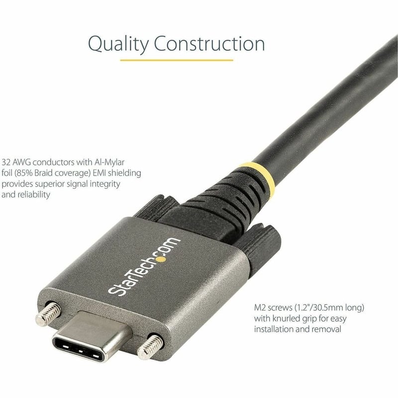 StarTech.com 20" 50cm Side Screw Locking USB C Cable 10Gbps, USB 3.1 Type-C Cable, 5A/100W PD, DP Alt Mode, Dual Screw Lock USB-C Cord - Thumbnail 5