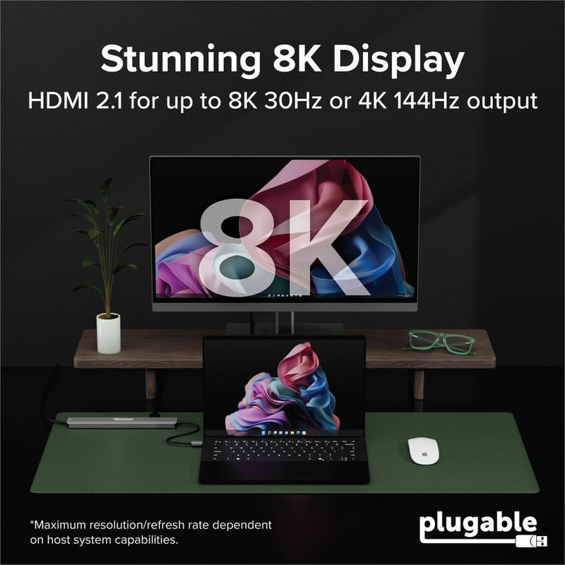 PLUGABLE USBC 10-IN-1 HUB WITH 8K HDMI PASS THRU 140W CHARGING - Thumbnail 3