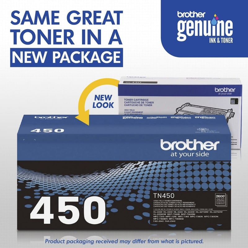 Brother Genuine TN450 Mono Laser High Yield Black Toner Cartridge - Thumbnail 3