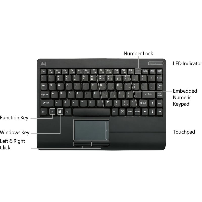 WIRELESS MINI TOUCHPAD KEYBOARD USB - Thumbnail 2