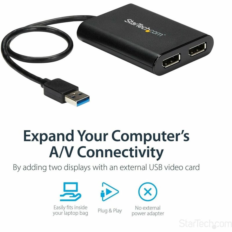 StarTech.com USB to Dual DisplayPort Adapter - 4K 60Hz - USB 3.0 5Gbps - USB Dual Monitor Adapter - Dual DisplayPort Adapter - DisplayLink Certified - Thumbnail 5