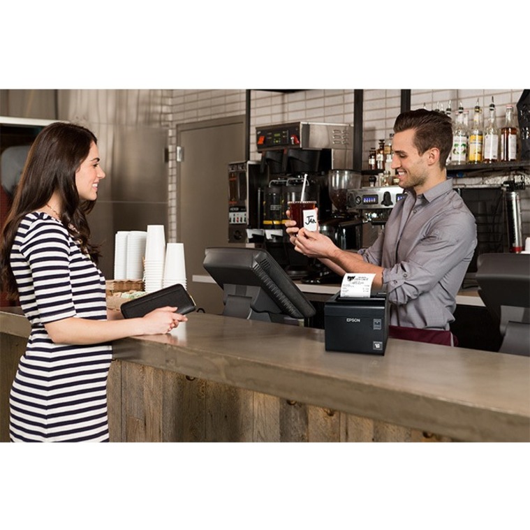 Epson TM-L90II LFC Desktop Direct Thermal Printer - Monochrome - Label/Receipt Print - Ethernet - USB - 3.15" Print Width - 6.69 in/s Mono - 203 x 203 dpi - 3.15" Label Width - Thumbnail 2