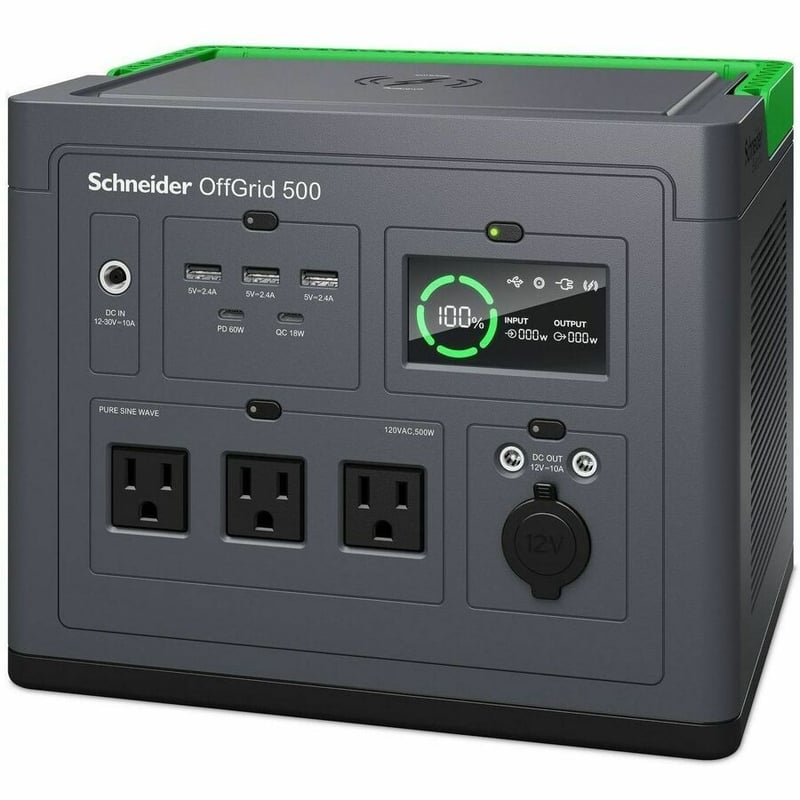 SCHNEIDER OFFGRID PORTABLE POWER STATION 500, 120V, 516.6WH LITHIUM-ION, 3 NEMA - Thumbnail 3