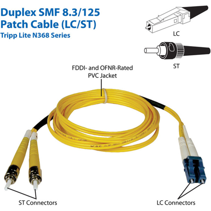 Eaton Tripp Lite Series Duplex Singlemode 9/125 Fiber Patch Cable (LC/ST), 3M (10 ft.) - Thumbnail 2