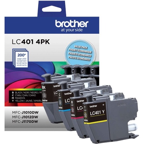 Brother LC401 Genuine Multi-Pack Ink, Black/Cyan/Magenta/Yellow, Pack Of 4 Cartridges, LC4014PKS - Thumbnail 1