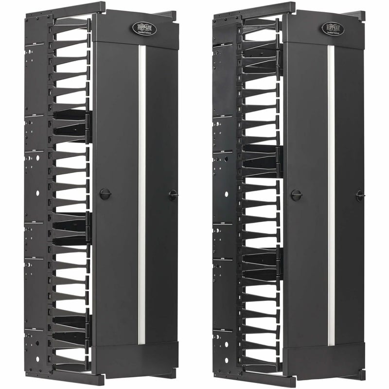 Tripp Lite High-Capacity Vertical Cable Manager - Deep Double Finger Duct with Cover - Single Sided - 12 in. Wide - Black - 7 ft. (2.2 m) - Thumbnail 1