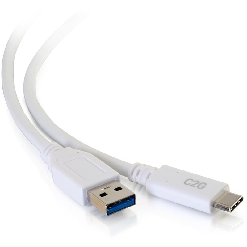 C2G 6ft USB C to USB A Cable - USB 3.2 - 5Gbps - White - M/M - Thumbnail 1