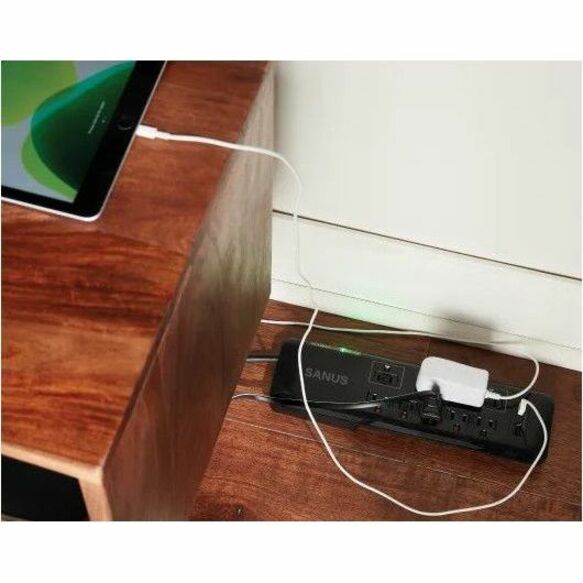 SURGE PROTECTED FLOOR STRIP, 6 OUTLETS, 2 USB PORTS - Thumbnail 4