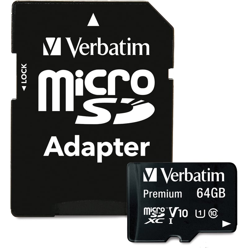 64GB Premium microSDXC Memory Card with Adapter, UHS-I V10 U1 Class 10 - Thumbnail 1