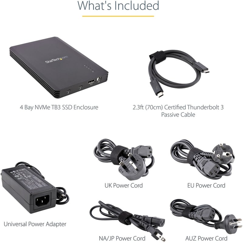 StarTech.com 4 Bay Thunderbolt 3 NVMe Enclosure, For M.2 NVMe SSD Drives, 1x DisplayPort Video and 2x TB3 Downstream Ports, 40Gbps - Thumbnail 4