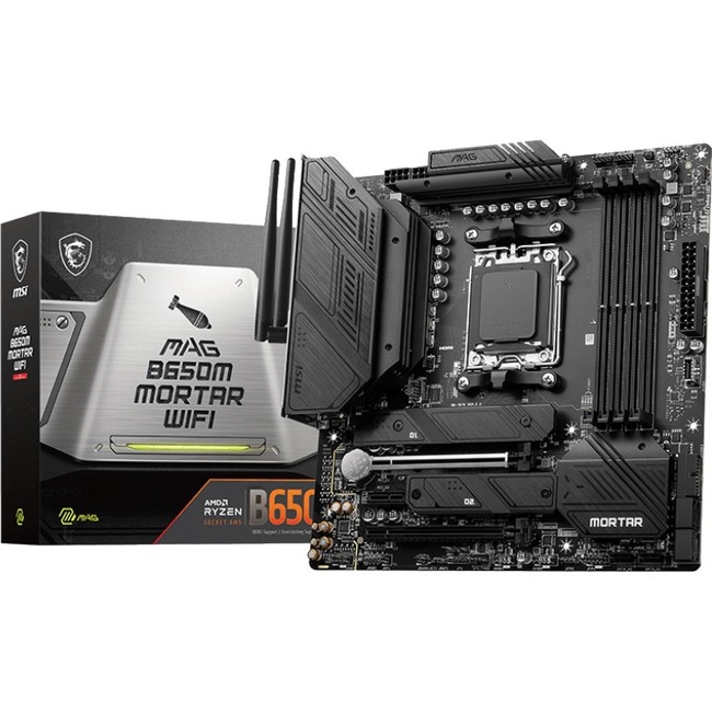 MSI MAG B650M MORTAR WIFI Gaming Desktop Motherboard - AMD B650 Chipset - Socket AM5 - Micro ATX - Thumbnail 1