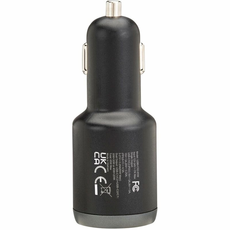 DUAL-PORT USB CAR CHARGER 65W 2 USB-C CHARGING PORTS 65W BLACK - Thumbnail 2