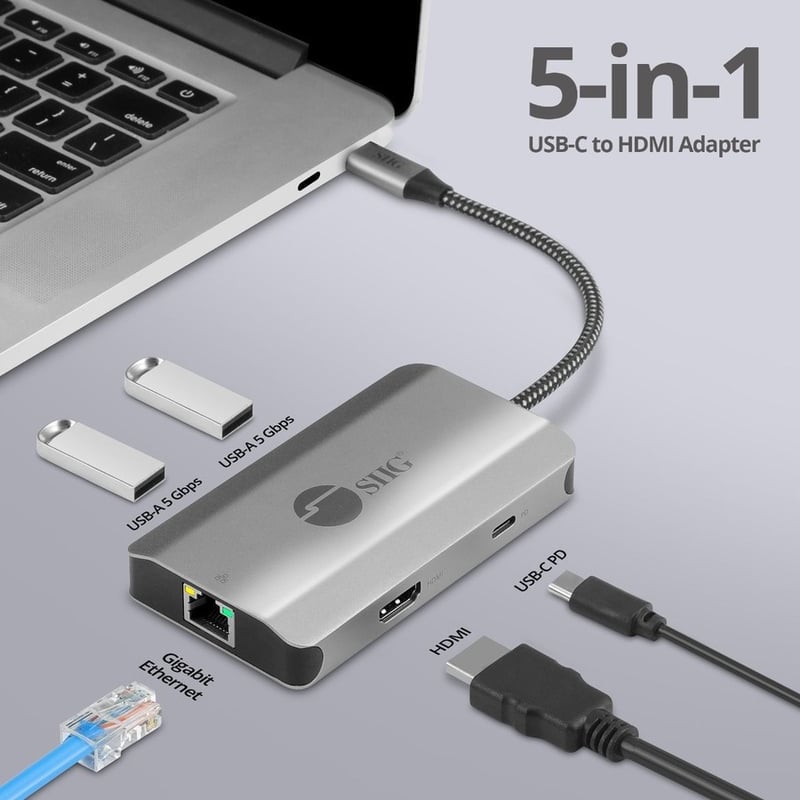SIIG USB-C to HDMI with LAN Hub & PD 100W Adapter - Thumbnail 3