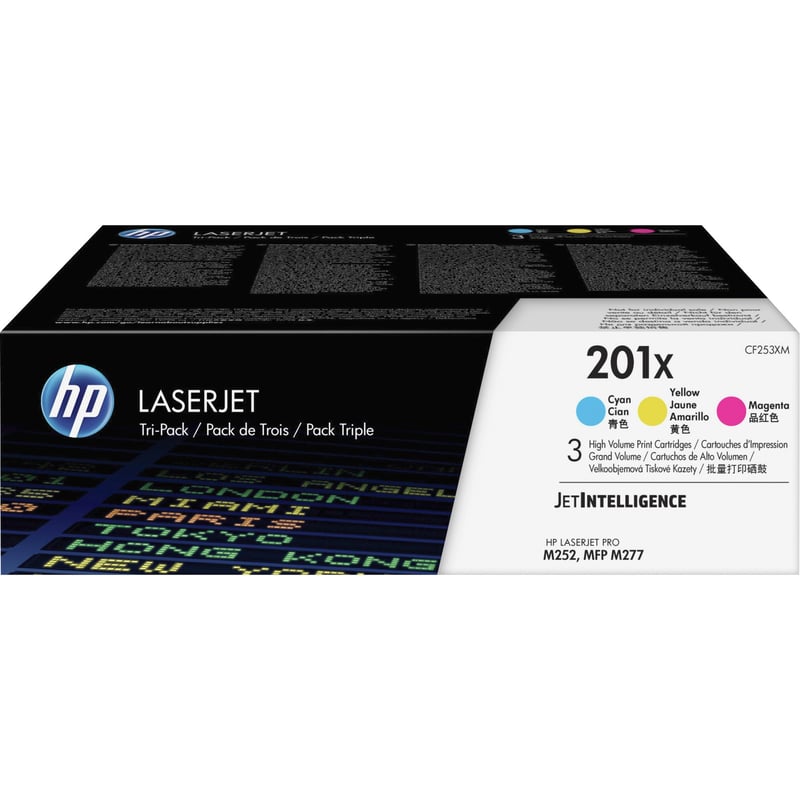 HP 201X (CF253XM) Original High Yield Laser Toner Cartridge - Cyan, Magenta, Yellow - 3 / Carton - Thumbnail 1