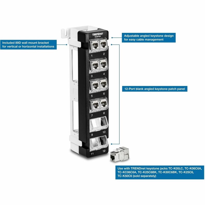 12-PORT BLANK ANGLED WALL MOUNT KEYSTONE PATCH PANEL BLANK ANGLED - Thumbnail 4
