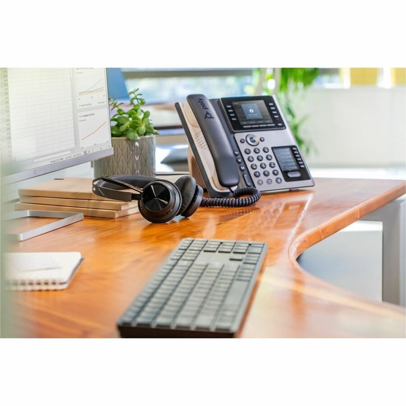 Poly Edge E450 IP Phone - Corded - Corded/Cordless - Wi-Fi, Bluetooth - Desktop - Black - Thumbnail 5