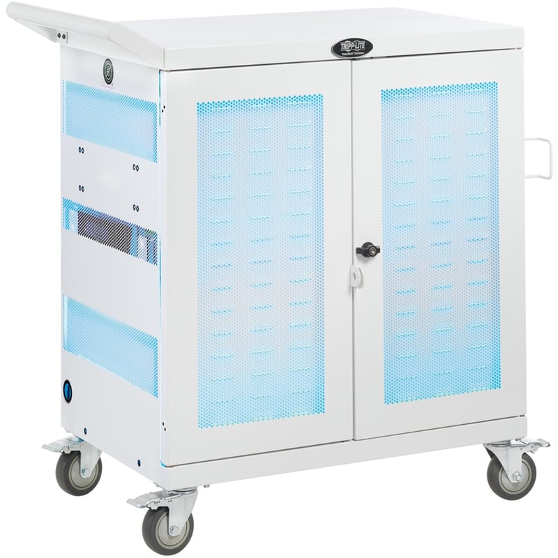 Tripp Lite by Eaton Safe-IT Multi-Device UV Charging Cart Hospital-Grade 32 USB Ports iPad and Android Tablets Antimicrobial White - Thumbnail 1