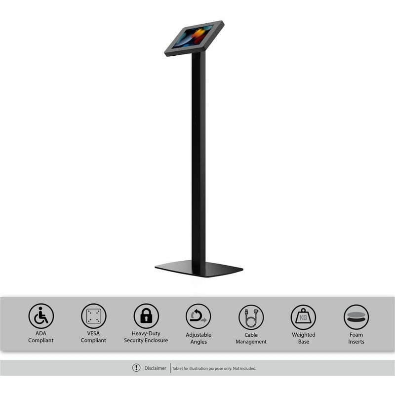 CTA Digital Premium Thin Profile Floor stand w/ Small Universal Security Enclosure (Black) - Thumbnail 2