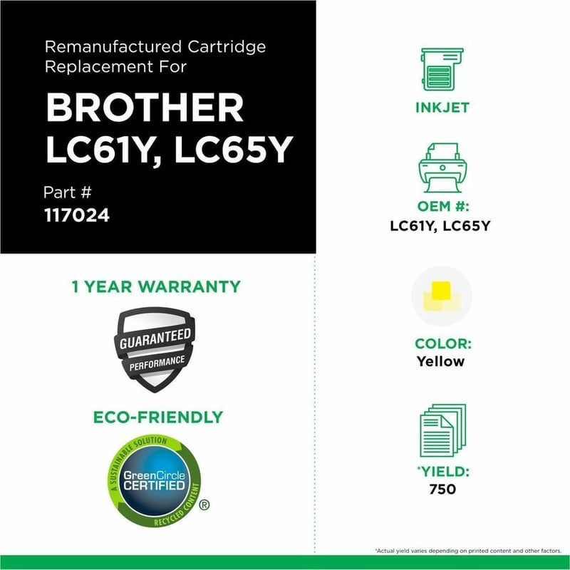 Clover Imaging Remanufactured High Yield Yellow Ink Cartridge for Brother LC65 - Thumbnail 3